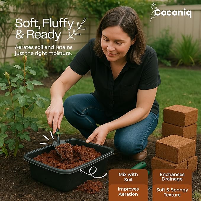 Premium Coco Coir Bricks 2 Pack - Lightweight Cocopeat for Garden Soil, Compressed Coconut Fiber Brick for Potting, Gardening, Planting, Seed Starting, Indoor & Outdoor Plants, Set of 2