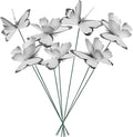 Handmade White Butterfly Garden Stakes Set of 7 - Decorative Outdoor & Indoor Plant Decor - Nature Lover Gift Idea by Air Aquarium Kushner