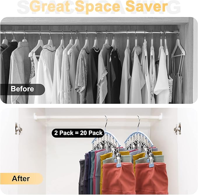 Legging Organizer for Closet, Metal Yoga Pants Hanger w/Rubber Coated 4 Pack