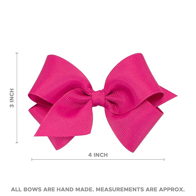 Wee Ones Girls' Plain Wrap Classic Grosgrain Hair Bows on a WeeStay No-Slip Hair Clip, Handmade, Small, Cranberry