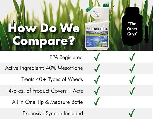 Liquid Harvest Mesotrione - 32oz - Mesotrione Concentrate (Compare to Tenacity) - Pre and Post-Emergent Weed Killer for Lawn and Turf Grasses