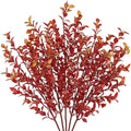 Artificial Burgundy Eucalyptus Stems 26.7" Fall Fake Leaf Branches for Floral Arrangements, Red Faux Autumn Plant Farmhouse Decor, Home Wedding Decorations
