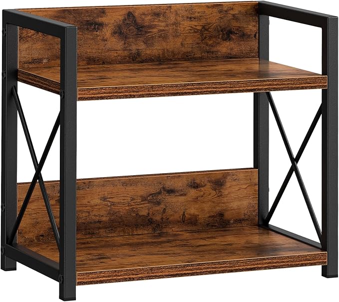 Giikin Countertop Shelf Organizer, 2 Tier Kitchen Spice Rack for Countertop, Wood Coffee Counter Shelf Organizer for Home (Brown, S)
