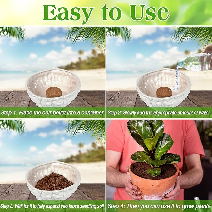 ZeeDix 200pcs(40mm) Coco Coir Pellets Potting Soil Indoor Plants, Compressed Coconut Coir Soil Pellets Seed Starting Pellets Soil Discs for Planting Flowers Bonsai Herbs Plants and Vegetables