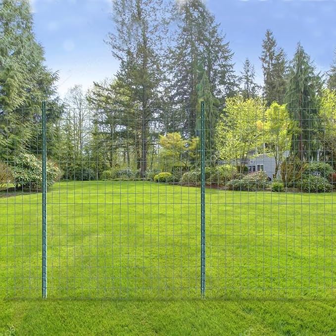 Green PVC Coated Welded Wire Fencing, 72in High x 50ft Long, 2 inch x 3 inch 16GA 2/3/4/5/6 Ft Tall Welded Wire Fence Rolls, Green Metal Garden Fence Wire Roll Garden Fencing for Yard