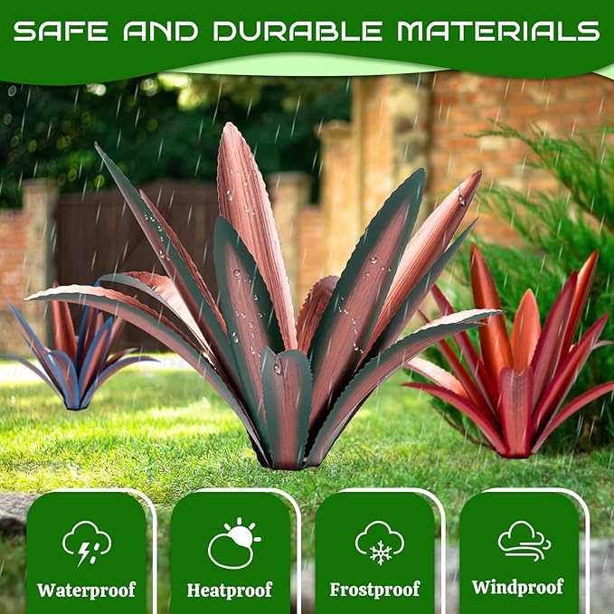Large Tequila Rustic Sculpture, Rustic Metal Agave Plants for Outdoor Patio Yard Mexican Plant