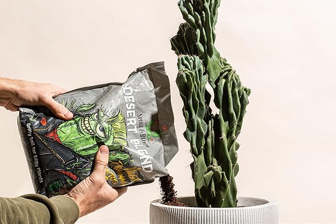 High Drainage Cactus Soil Potting Mix with Mycorrhizal Fungi - 8 Pounds / 4 Quarts of Soil for Succulents and Cactus - Slightly Acidic, Gritty Soil for Healthy Indoor Plants - Spike & Bloom