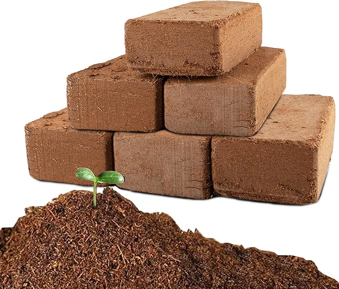 Coco Coir Brick for Plants-6 Pack Premium Coconut Bricks, 100% Organic Peat Moss, Fiber Coconut Husk for Planting, Gardening, Potting Soil Substrate