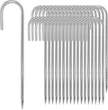 12 inches Tent Stakes Heavy Duty 34-Pack, 5/16" Diameter J Hook Fence Stakes Rebar Ground Stake for Inflatables, Tarp, Yard Lawn Outdoor Decoration