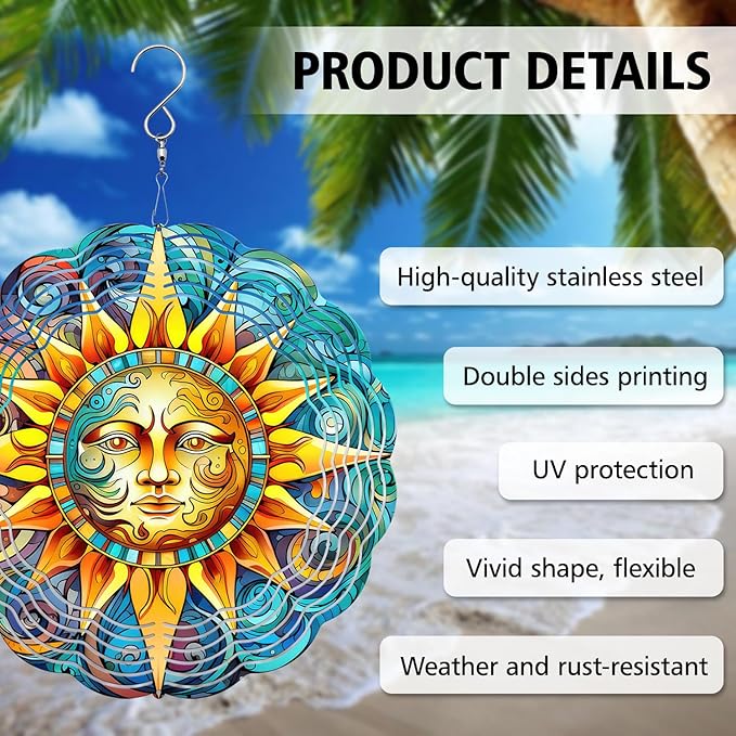 Celestial Sun Wind Spinner - Unique 3D Hanging Wind Spinner for Yard and Garden