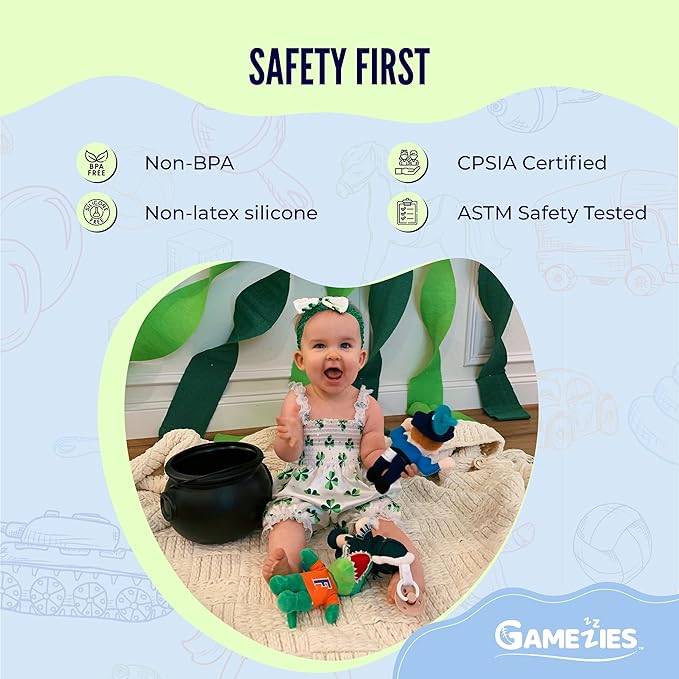Gamezies Baby Boy and Girl Silicone University of Wisconsin Collegiately Licensed, Madison Bucky Badger Mascot Plush Pacifier CPSIA Tested, Removable, Washable Plush Toy BPA-Free 0-6 Months