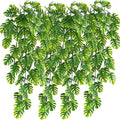 Artificial Hanging Vines 4 Pack, Fake Monstera Leafs Vine Ivy Jungle Leaf Plants Tropical Palm Leaves Rattan for Houseplants Indoor Home Kitchen Garden Outdoor Wall Wedding Decoration