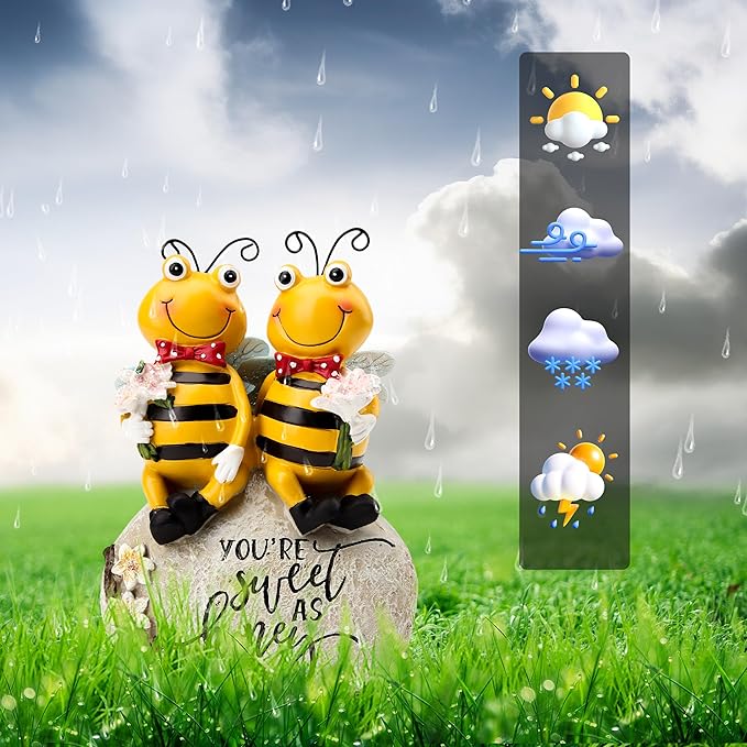 Bee Statue for Garden Decorations Honey Bee Figurine for Outdoor Patio Lawn Porch Yard Backyard Outside Indoor Shelf Table Home Decor Garden Sculptures & Statues Holiday Spring Summer Bee Gift