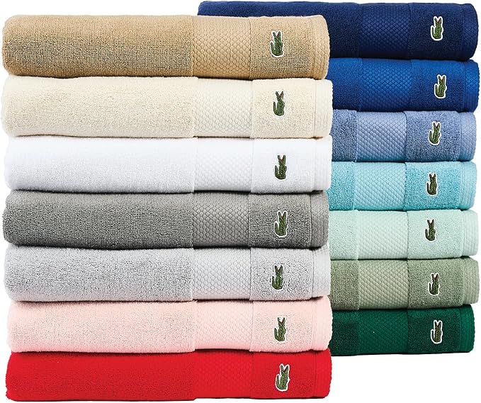 Lacoste Heritage Supima Cotton 6-Piece Towel Set, 2 Bath Towels, 2 Hand Towels