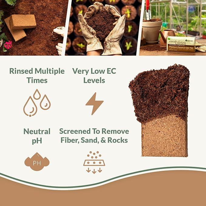 Coco Coir Brick (650gms) - Organic Coco Coir for Plants & Gardening - OMRI-Listed Cocopeat for Garden Soil, Seed Starter Soil, & Mulch - Coconut Coir Brick - Coconut Fiber Potting Mix