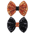 Halloween Hair Bows Clips for Girls Sequins Large Bows Alligator Hair Clip for Bows Hair Accessories Bows with Clip for Women Kids Toddlers Teens Orange