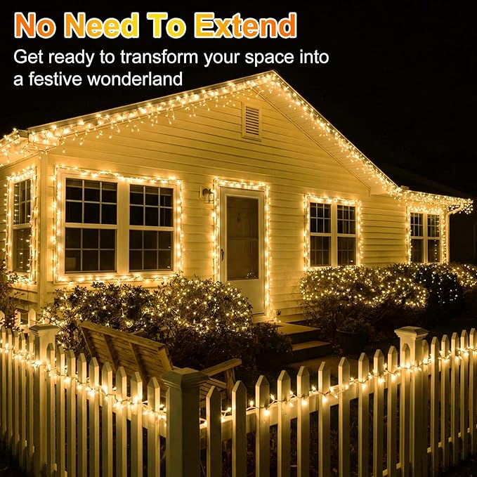 1500 LED Christmas Lights Outdoor Use, 470ft 12 Modes Warm White LED String Lights with Timer Dimmable, Waterproof Christmas Lights for Tree Xmas Patio Yard Fence Balcony Garden Decorations