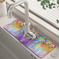 Abstract Watercolor Flowers Dish Drying Mat