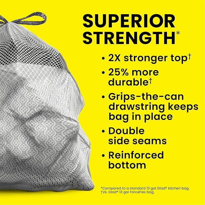 Glad ForceFlex MaxStrength Kitchen Trash Bags, 20 Gal, Fresh Clean Febreze
