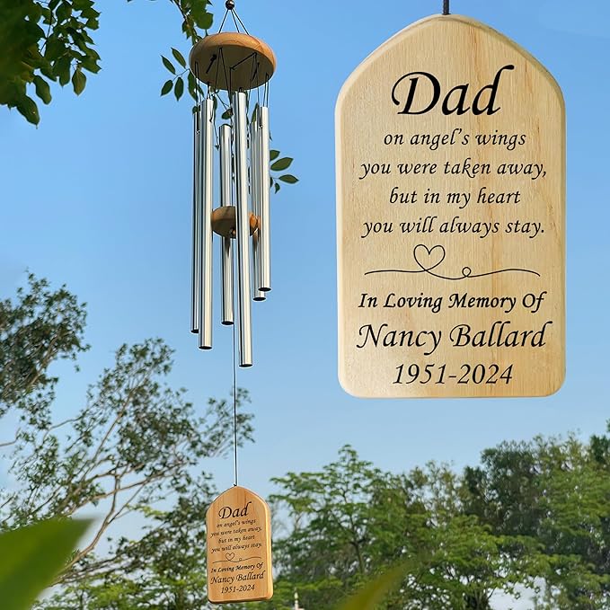 Memorial Wind Chimes for Loss of Father, VAPCUFF Sympathy Wind Chimes Dad, Loss of Dad Sympathy Gift, Bereavement Funeral Condolence Memorial Gifts for Loss of Father, in Memory of Dad Gifts