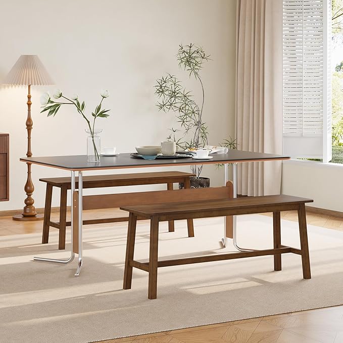 HOOBRO 39.3'' Bamboo Dining Bench, Farmhouse Kitchen Table Bench, Kitchen & Living Room Furniture, Easy to Assemble, Sturdy and Stable, Mocha MA03CD01G2