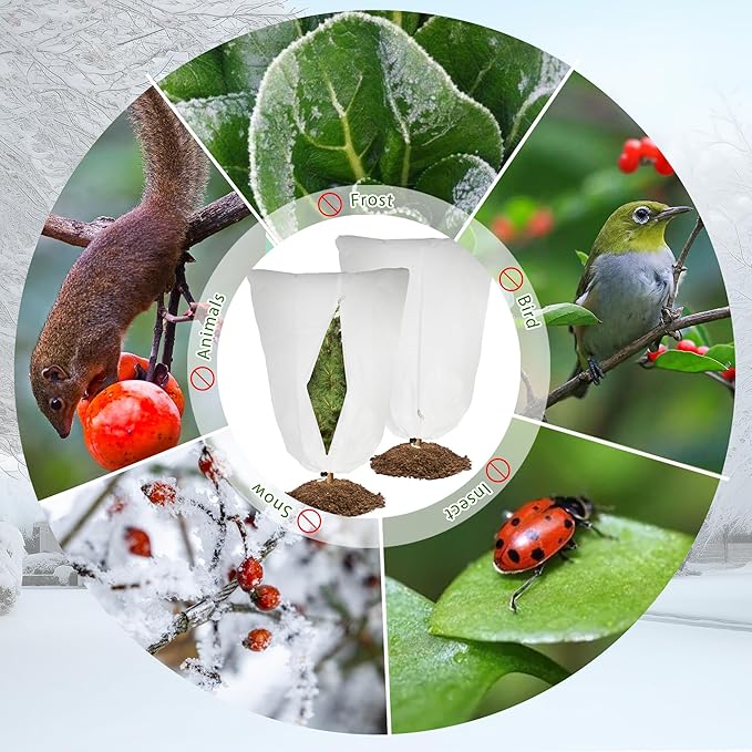 2 Pack Plant Covers Freeze Protection for Winter, 70.9''×47.2'' Frost Cloths for Outdoor Plants Cold Weather Blankets with Zipper Drawstrings