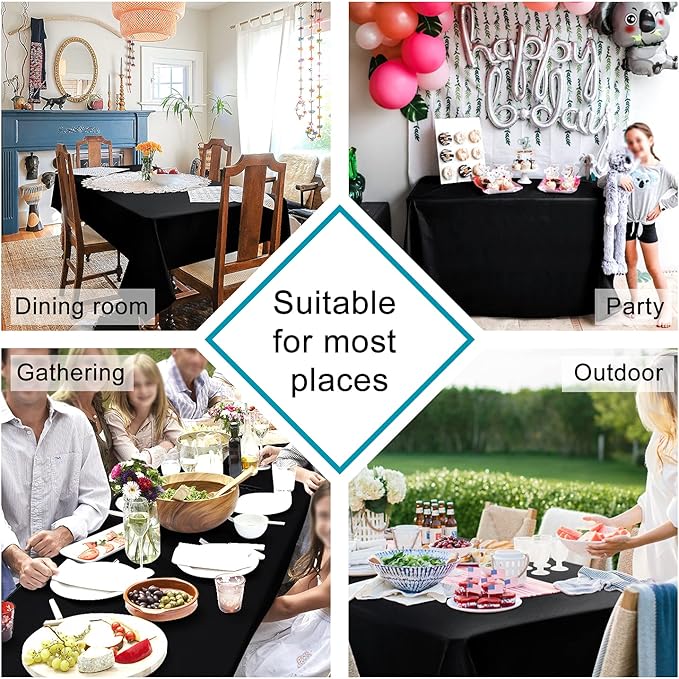 Hiasan 2 Pieces Black Tablecloth Square - Waterproof and Wrinklr Resistant Washable Polyester Fabric Table Cloth for Dining Room and Outdoor Use, 30 x 30 Inch