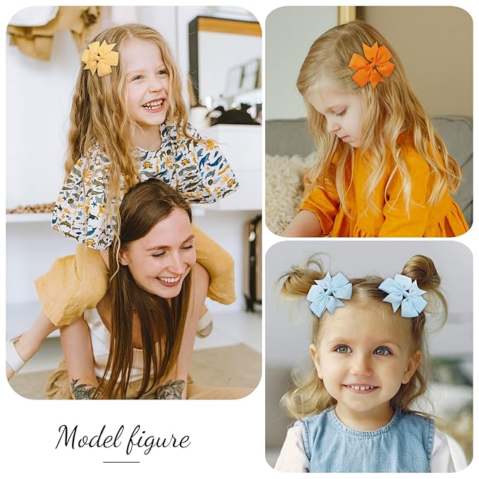 Choicbaby 3 Inch Hair Bows for Girls Grosgrain Ribbon Toddler Hair Accessories with Alligator Clip Bow for Toddler Girls Baby Kids Teens Gift