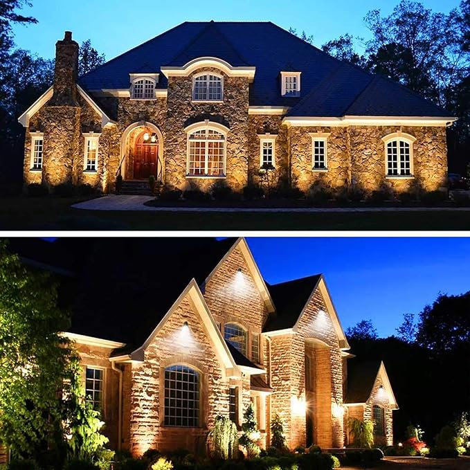 ZUCKEO 10W Landscape Lighting Low Voltage LED Landscape Lights, IP66 Waterproof Landscape Spotlights Yard Lawn Garden Outdoor Lights 12V 24V 1000LM Warm White (12Pack with Connectors)
