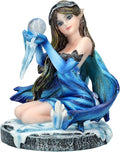Pacific Giftware 3" Blue Ice Fairy Figurine with Crystal Ball and Frost Accents Small Fairy Statue Perfect for Tabletop Decor and Fantasy Collection
