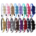 XIMA 16pcs Small Rose Flower Headbands for Girls Toddlers Kids Teens Children and Women,Girls Hair Bands Made of 3pcs Fabric Rose Flower for Hair Accessories