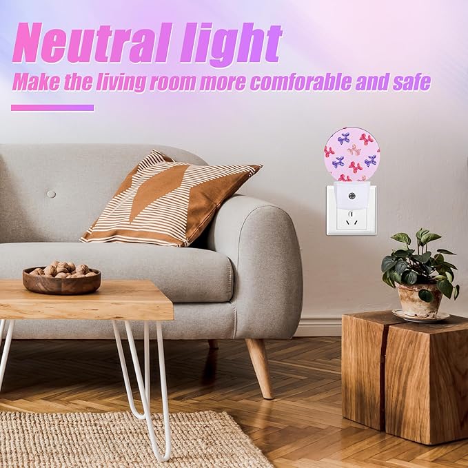 Balloon Puppy Night Light Dog Lover Night Lights LED Lamp Round Plug into Wall Nightlight with Dusk to Dawn Sensor Home Hallway Stairway Kitchen Decor