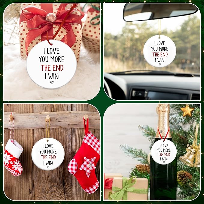 Christmas Couple Gifts for Girlfriend Boyfriend - Ceramic Christmas Ornaments 2025 for Tree Decorations - I Love You Gifts for Gf Him Her Women Men, Wife Husband Gift Ideas, Stocking Stuffers