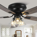 52'' Flush Mount Ceiling Fans with Lights and Remote Control,Reversible DC Motor,5 Reversible Blade,6 Speeds,Rustic Farmhouse Ceiling Fan for Living Room,Dining Room,Bedroom