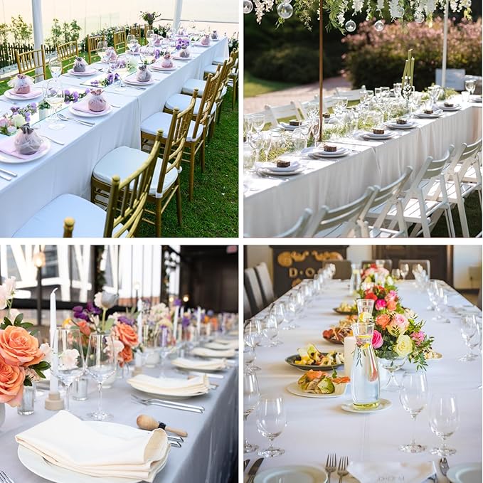 Rectangle Tablecloths 90x156 Inch 1 Pack White Tablecloth for 8ft Stain Resistant Washable Decorative Linen Polyester Table Cloths for 8 Foot Dining Table Banquets Buffet Parties and Wedding