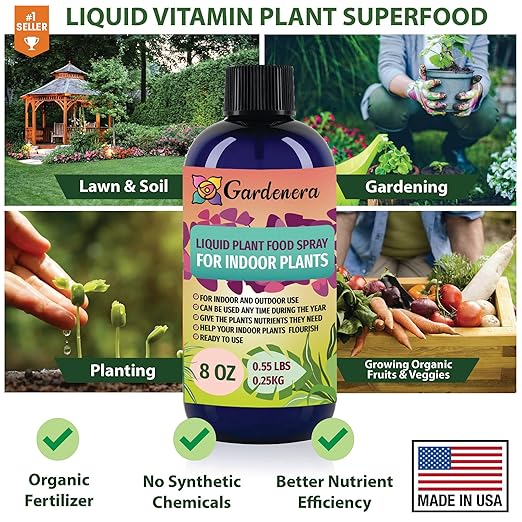Gardenera Professional POTHOS Organic Superfood Spray Mist for Home Gardening | Micro-Fungi Enriched Fertilizer Mist for Healthy Leaves & Growth | 18 Essential Vitamins & Minerals for POTHOS - 8oz