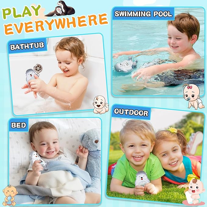 Baby Bath Thermometer, Cute Otter Floating Water Thermometer for Newborns & Infants, Safe and Accurate Room and Bathtub Temperature Monitor, Grey