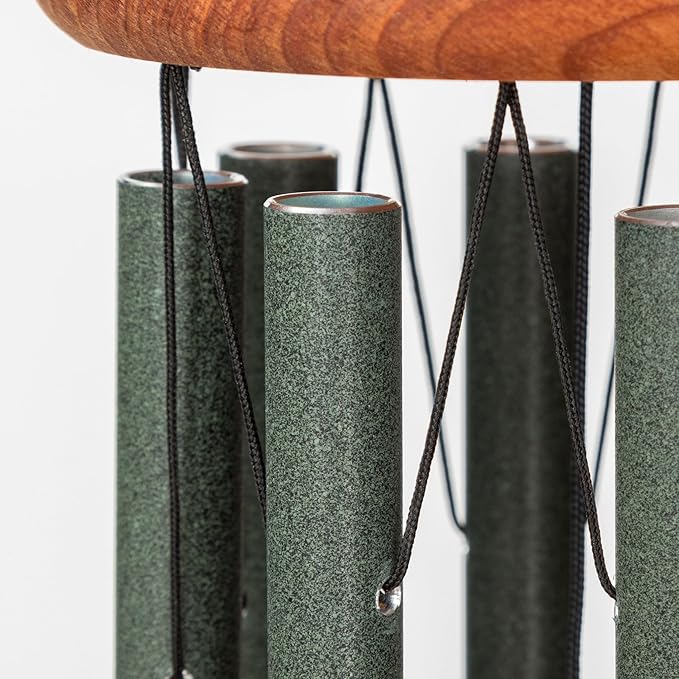 Festival 24-inch Redwood Wind Chime 8 Tubes in Forest Green by Wind River for Patio, Backyard, Garden, and Outdoor décor. Made in The USA