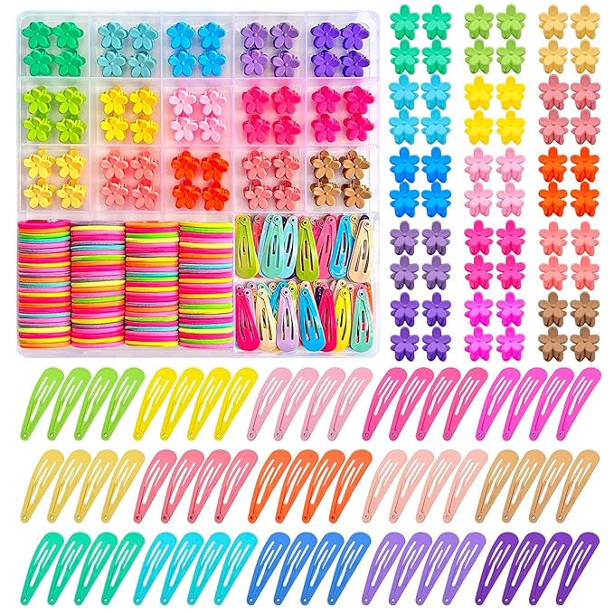 Hair Accessories for Toddlers, 220pcs, Colorful Mini Flower Claw Clips for Toddlers Cute Tiny Snap Hair Clips Metal No Slip Snap Hair Barrettes for Baby Fine Hair