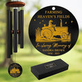 Personalized Farmer Memorial Wind Chime – “Farming Heaven’s Fields” Custom Name & Years – Outdoor Sympathy Gift for Farming Families – Tractor Design Memorial Windchimes for Loss of Loved One