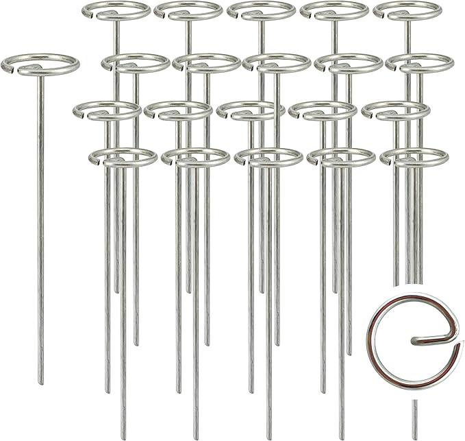 Palmhomee Garden Staples Anti-Rust Galvanized Garden Stakes Circle Top Landscape Pins Ground Cover Fabric Stakes Securing Lawn Fabric Weed Barrier (6 inches - 100 Pieces)