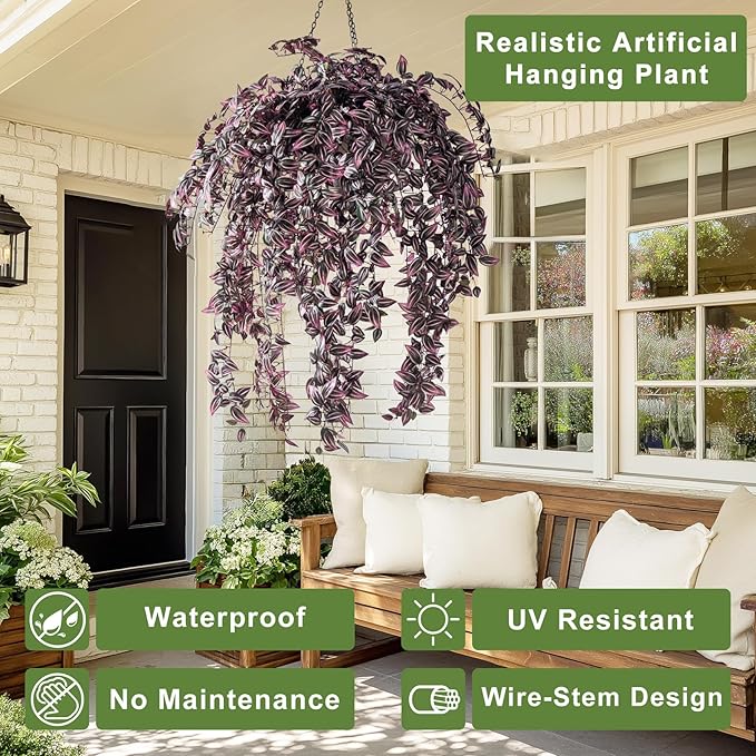 4PCS Fake Plants Decor,Artificial Watermelon Vine for Home Decor Indoor,Fake Ivy Plants Realistic Faux Plants Indoor for Home Living Room Bedroom Office Decoration