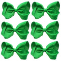6 PCS 4.5" Solid Color Hair Bows Clips for Girls Toddler Hair Accessories - Green Grosgrain Ribbon Alligator Clips