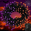 FairyGlim Purple&Orange Halloween Lights, 33FT 100 LED Outdoor String Light with Timer & 8 Modes, 3AA Battery Operated Waterproof String Light for Outdoor and Indoor Halloween Decor