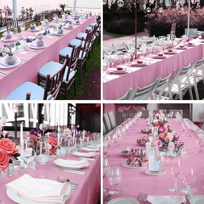 Rectangle Tablecloths 90x132 Inch 6 Pack Pink Tablecloth for 6ft Washable Decorative Linen Polyester Table Cloths for 8ft Dining Table Banquets Buffet Parties and Wedding