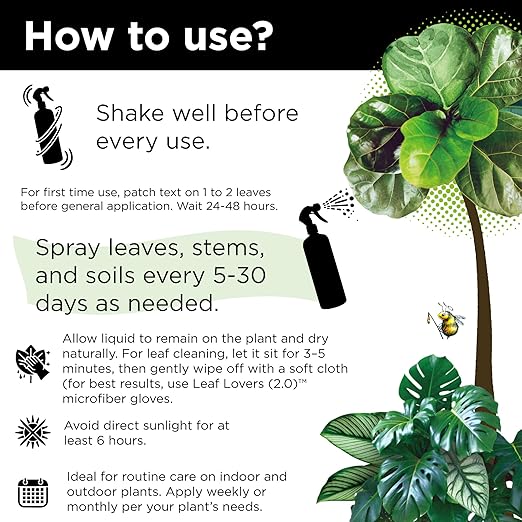 Big Leaf Energy (16 FL OZ, Glass) Organic Neem Oil Plant Spray with Essential Oils : Natural Plant Wash for Indoor Houseplants and Outdoor Gardens