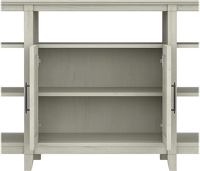 Bush Furniture Key West Tall TV Stand for 65 Inch TV in Linen White Oak, Farmhouse Entertainment Center with Storage