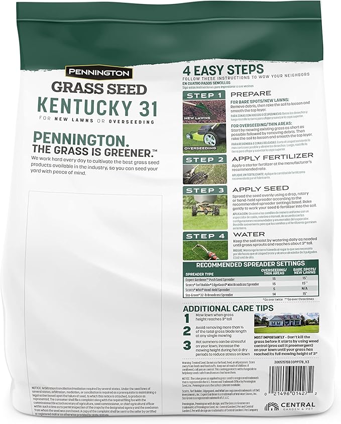 Pennington Kentucky 31 Tall Fescue Penkoted Grass Seed 3 lb