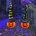 2 Pack Halloween/Thanksgiving Garden Decorations, Metal Jack-O-Lantern Yard Stakes with Witch Hats, Scary Yard Sign Outdoor Lawn Decor, Metal Pumpkin Art Garden Stake,Garden Sculpture Ornament