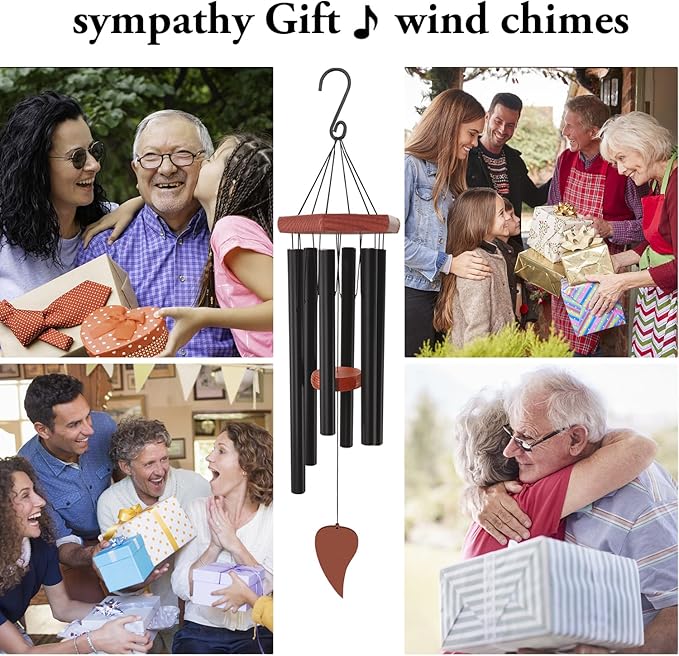 Wind Chimes for Outside, Memorial Wind Chimes with 6 Long Metal Tubes, Sympathy Wind Chime with Sound, Perfect for Garden, Patio and Yard